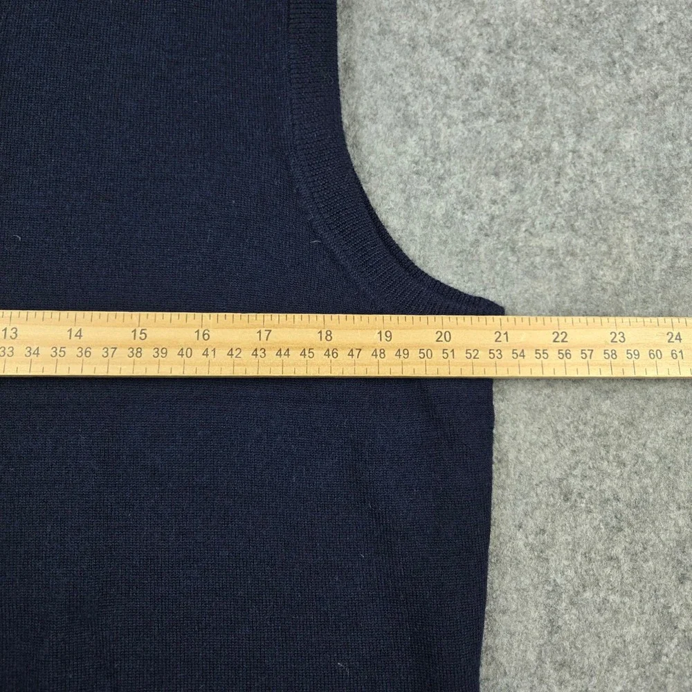 J. Crew Sweater Vest Mens Medium Blue 100% Merino Wool V-Neck Solid Sleeveless